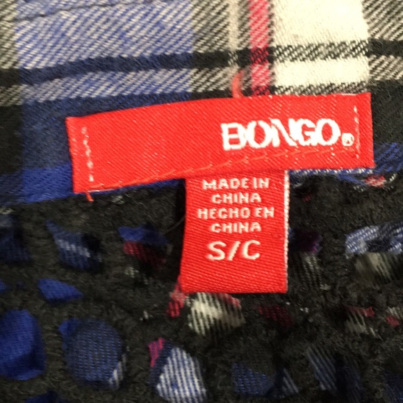 Bongo Blue and Black Flannel top Size small - Picture 5 of 9